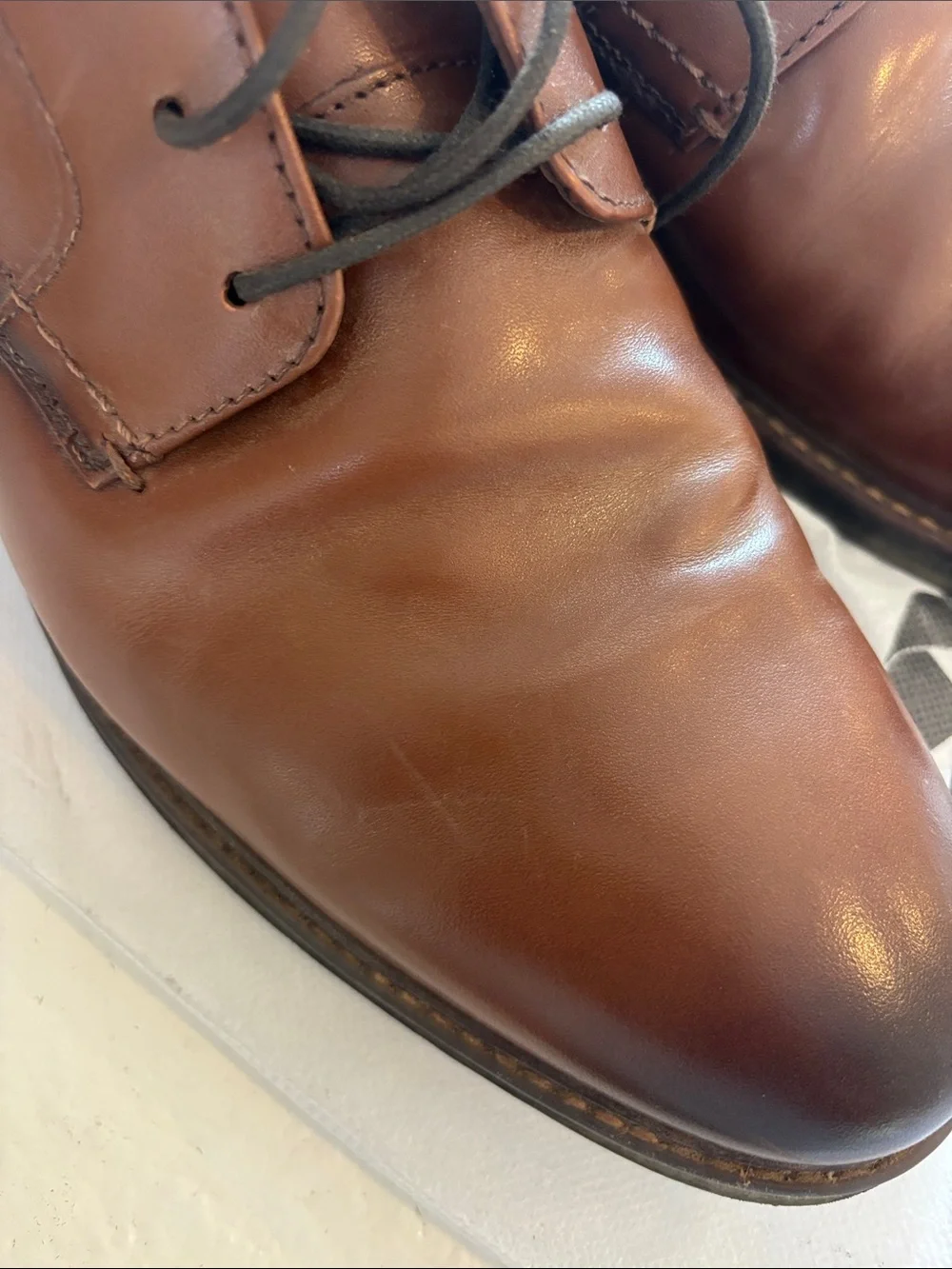 Men's Cognac Leather Derby Shoes